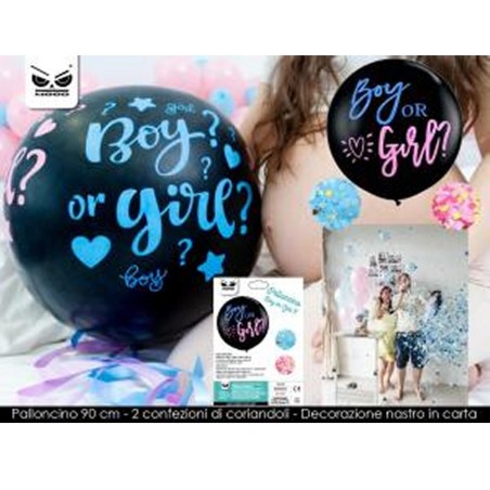 Pallone Gender Reveal Boy Or Girl Con Coriandoli