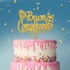 Topper Cake Plexiglass Buon Compleanno Oro