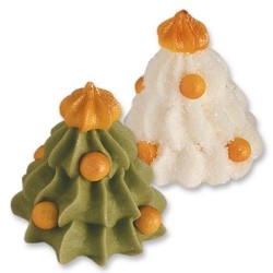 Set 2 Alberi Di Natale 3D In Zucchero Bianco E Verde