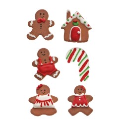 Set 6 Decorazioni In Zucchero Omini Gingerbread