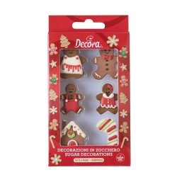 Set 6 Decorazioni In Zucchero Omini Gingerbread