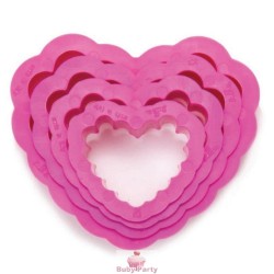 Set 4 tagliapasta cuore festonato Decora