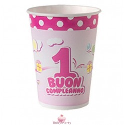 Tovaglia Buon 1° Compleanno Rosa 1,40x2,40 mt Magic Party