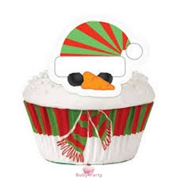 Kit Decorazioni Cupcake Pupazzo di Neve Natalizio 48 pz Wilton